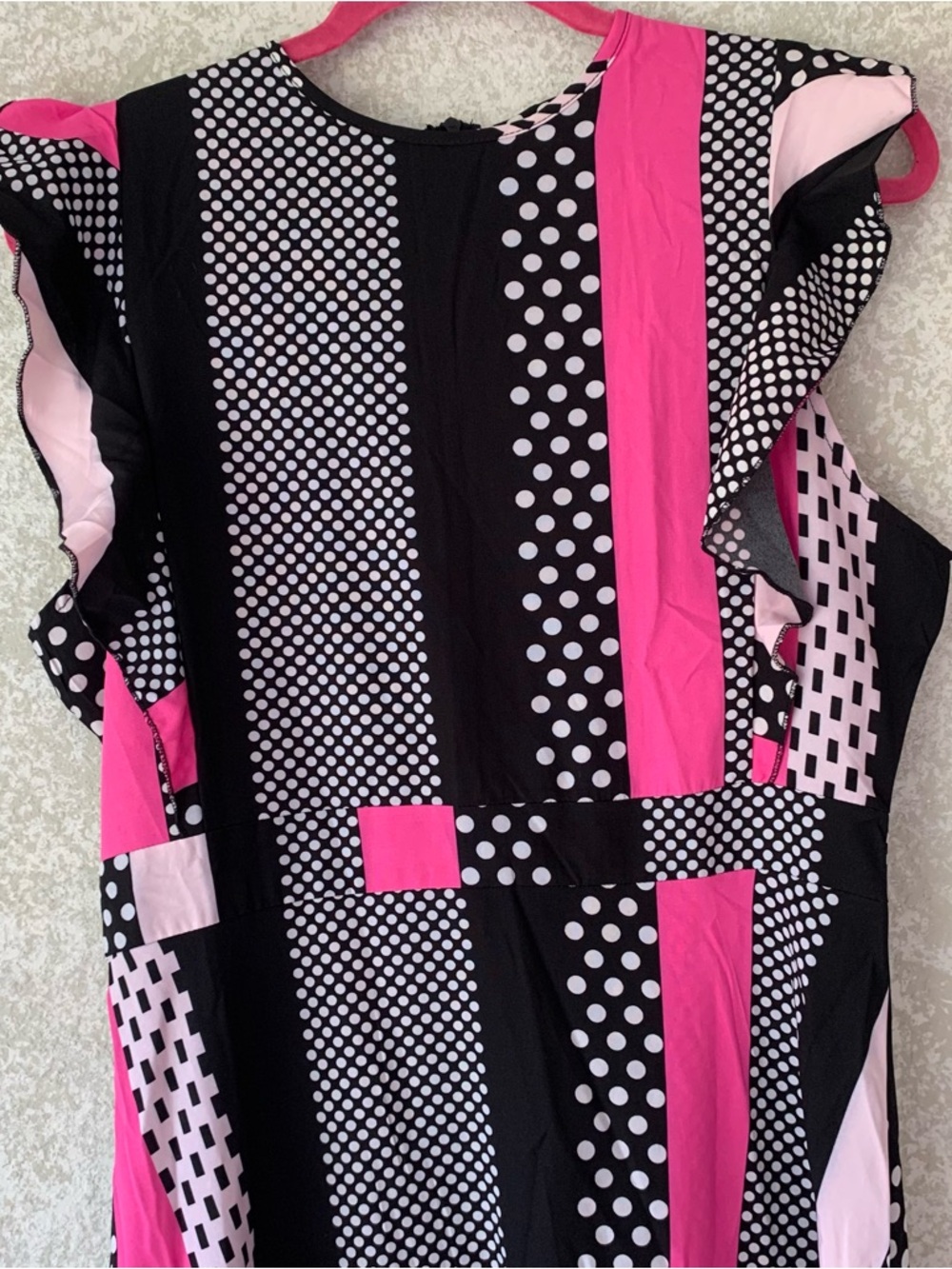 SHEIN Black, White & Light Pink Mixed Pattern Dress Large Lightweight - Picture 3 of 7